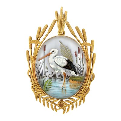 Lot 208 - Antique Gold and Reverse Crystal Intaglio Pendant