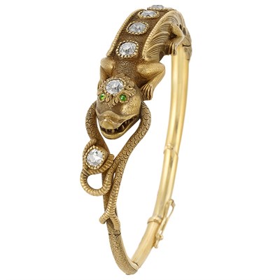 Lot 209 - Antique Gold, Diamond and Demantoid Garnet Bracelet