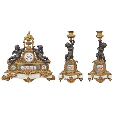 Lot 385 - Sevres Style Porcelain Mounted Gilt and...