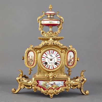 Lot 164 - Louis XVI Style Porcelain Mounted Gilt-Metal...