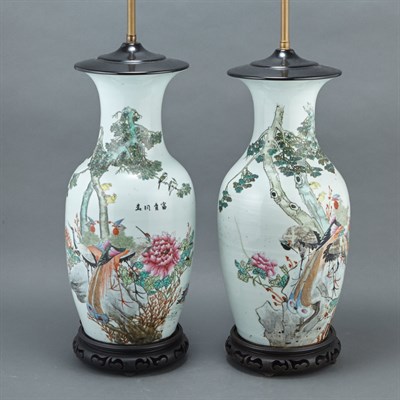 Lot 356 - Pair of Chinese Porcelain Vases Mounted as...