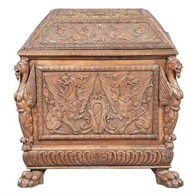 Lot 117 - Renaissance Revival Carved and Stained Wood...