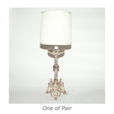 Lot 270 - Pair of Gothic Revival Style Silvered Metal...