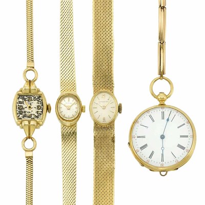 Lot 1460 - Four Lady's Gold and Gold-Filled Wristwatches