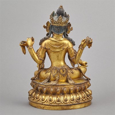 Lot 63 - Sino-Tibetan Gilt-Bronze Seated Avalokesvara...