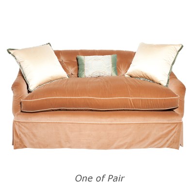 Lot 252 - Pair of Brown Velvet Upholstered Sofas;...