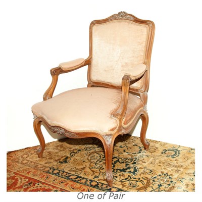 Lot 440 - Pair of Louis XV Style Stained Beechwood...