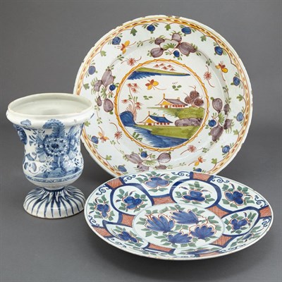 Lot 231 - Two Delft Chargers and a Delft Vase 18th/19th...