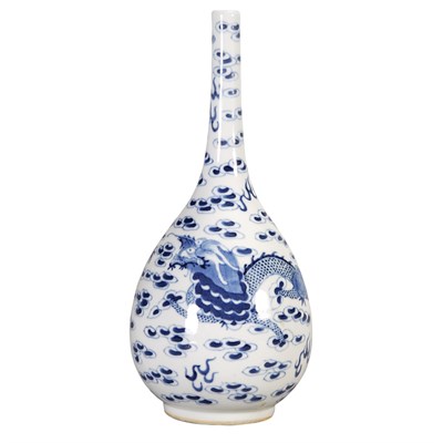 Lot 334 - Chinese Blue and White Glazed Porcelain Bottle...