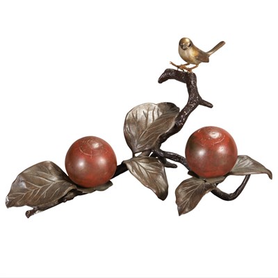 Lot 182 - Japanese Bronze Figure of a Bird on Branch...