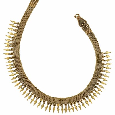 Lot 52 - Etruscan Revival Gold Mesh Fringe Necklace