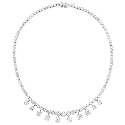 Lot 275 - Platinum and Diamond Fringe Necklace