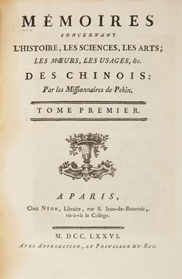 Lot 22 - [CHINA] [JOSEPH MARIE AMIOT; FRANÇOIS...