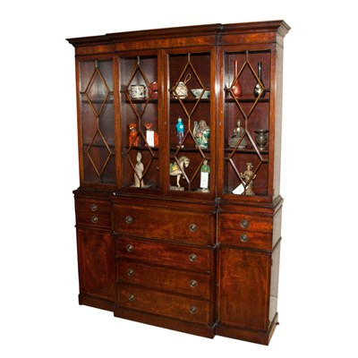 Lot 93 - Georgian Style Mahogany Breakfront Secretary...