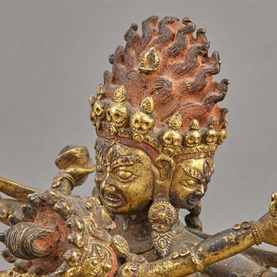 Lot 64 - Tibetan Gilt-Bronze Wrathful Deity 18th/19th...