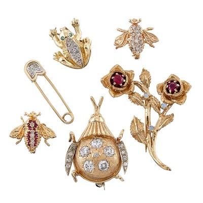 Lot 1412 - Group of Gold and Diamond Pins