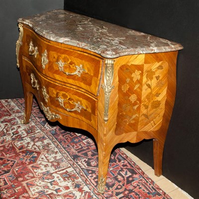 Lot 378 - Louis XV Style Marble Top Marquetry Inlaid...