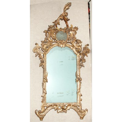 Lot 344 - Continental Rococo Giltwood Mirror Height 53...