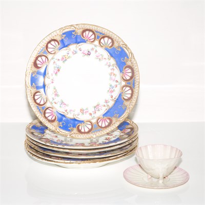 Lot 83 - Set of Six Shell Decorated Porcelain Plates...