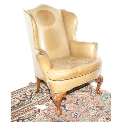 Lot 232 - Georgian Style Leather Upholstered Wing Chair