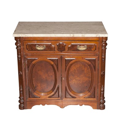 Lot 76 - Victorian Marble Top Mahogany Side Cabinet...