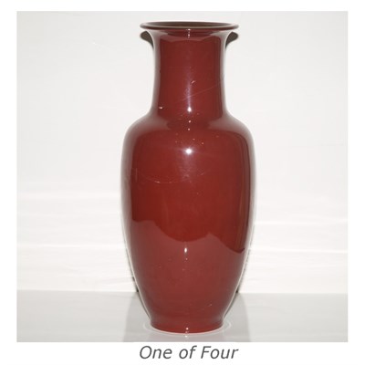 Lot 215 - Set of Four Chinese Red Glazed Porcelain Vases...