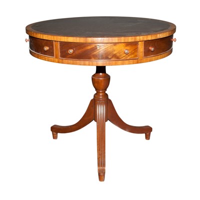 Lot 135 - Regency Style Leather Top Mahogany Drum Table...