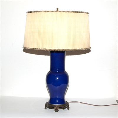 Lot 207 - Chinese Blue Porcelain Lamp With a shade....