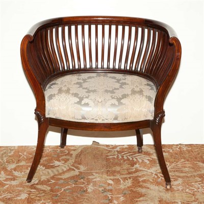 Lot 262 - Continental Inlaid Mahogany Barrel Back Armchair