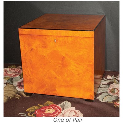 Lot 85 - Pair f Italian Burlwood Box-Form Tables 18...