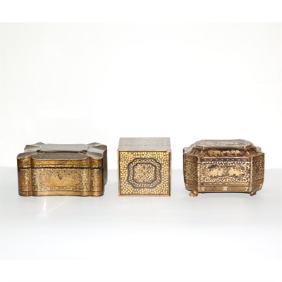 Lot 360 - Group of Three Chinese Export Gilt Decorated...