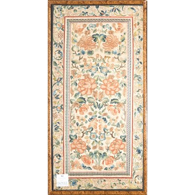 Lot 84 - Group of Four Framed Chinese Silk Panels...