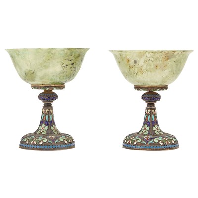 Lot 226 - Pair of Russian Cloisonne Enameled Silver and...