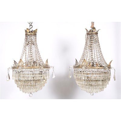 Lot 313 - Pair of Empire Style Gilt-Metal and Glass Four-...