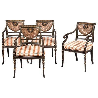 Lot 95 - Set of Ten Regency Style Verdigris Painted...