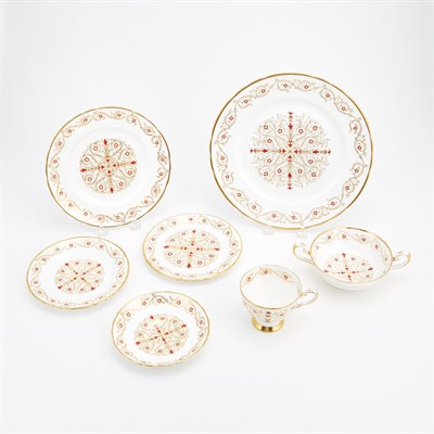 Lot 122 - Assembled Tuscan Gilt and Red Enameled Bone...