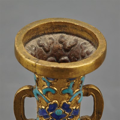 Lot 298 - Chinese Gilt and Enameled Bronze Vase and...