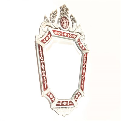 Lot 426 - Venetian Style Ruby Glass Framed Mirror Height...