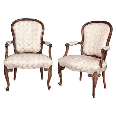 Lot 255 - Pair of George III Mahogany Open Armchairs In...