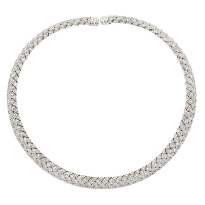Lot 280 - Platinum and Diamond 'Vannerie' Choker Necklace, Tiffany & Co.
