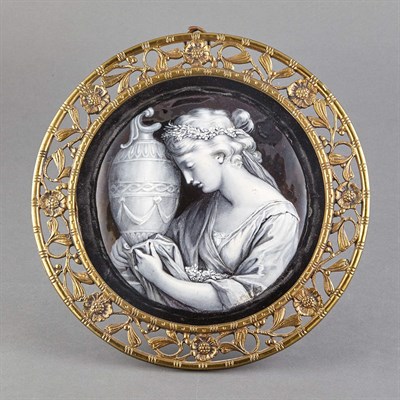 Lot 445 - Framed Limoges Art Nouveau Enamel on Copper...