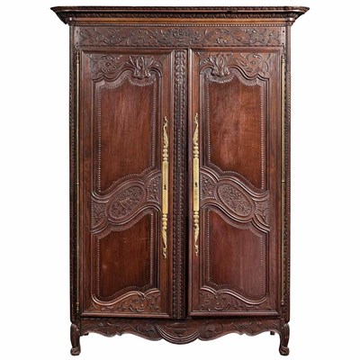 Lot 159 - Provincial Louis XV Oak Armoire Height 7 feet...