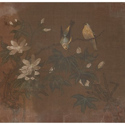 Lot 142 - Chinese School Album format: Four Birds and...