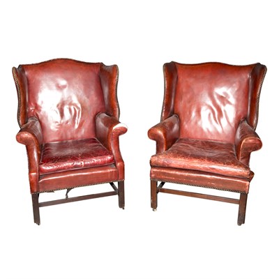 Lot 557 - Two George III Style Mahogany Leather...
