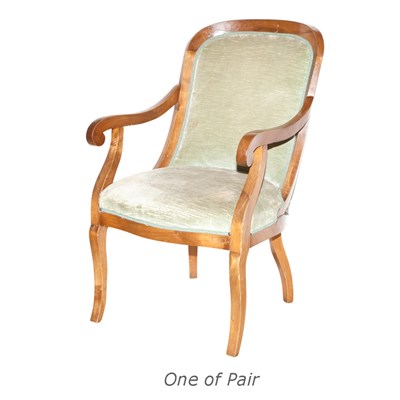Lot 430 - Pair of Continental Fruitwood Armchairs