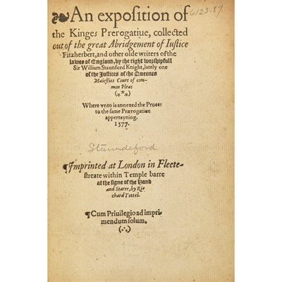 Lot 109 - STAUNFORD, WILLIAM, Sir An exposition of the...