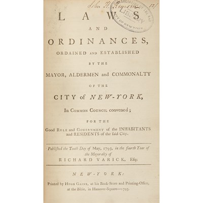Lot 57 - [NEW YORK CITY] Laws and ordinances, ordained...