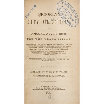 Lot 61 - [BROOKLYN] Brooklyn City Directory, and Annual...