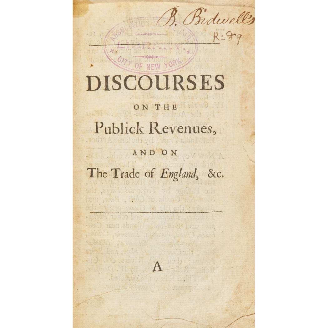 Lot 95 - DAVENANT, CHARLES Discourses on the Publick...