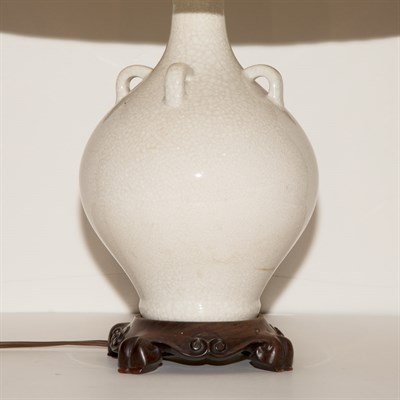 Lot 268 - Chinese White Crackle Glaze Porcelain Lamp...